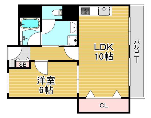 福島スカイハイツ(1LDK/2階)の間取り写真