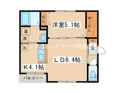 シャーウッド(1LDK/3階)の間取り写真