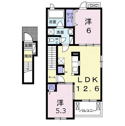 マイプレイス II(2LDK/2階)の間取り写真