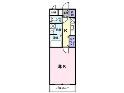 ジュピター桂(1K/1階)の間取り写真