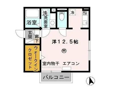 フォースクエア岡田(ワンルーム/2階)の間取り写真