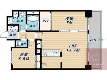 セノアタワー新大阪(2LDK/15階)の間取り写真