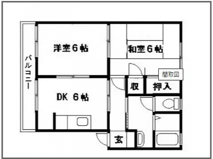 ネオハイツ沖野C棟(2DK/2階)の間取り写真