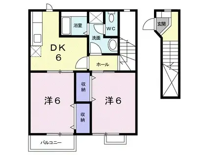 ジラ・ソーレ(2DK/2階)の間取り写真