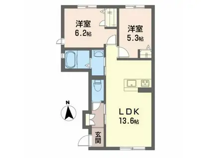 シャーメゾンジラソーレ(2LDK/1階)の間取り写真