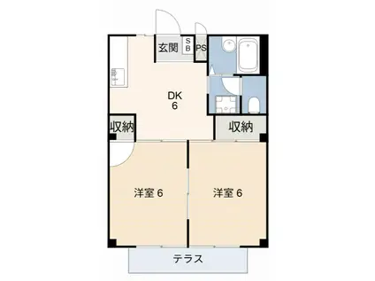 コーポ吉田A(2DK/2階)の間取り写真