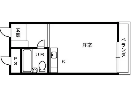 ヒルズ鳳(1K/4階)の間取り写真