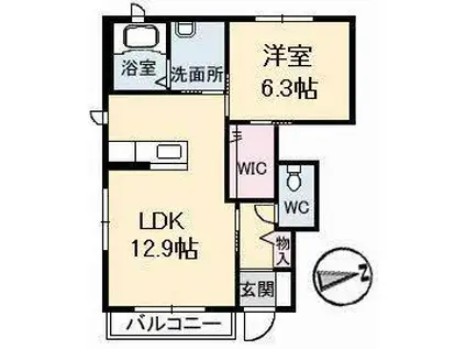 スカイメゾン12番館(1LDK/1階)の間取り写真