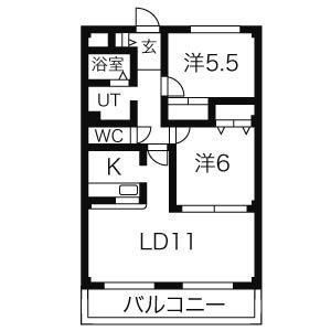 プレジール・マ・メゾン(2LDK/2階)の間取り写真