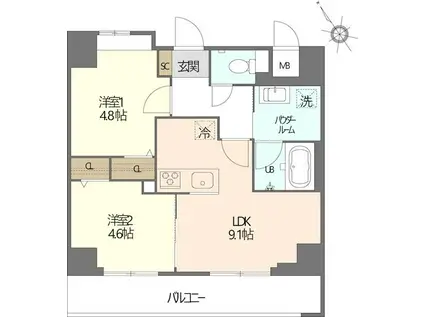 LEA HALE(2LDK/3階)の間取り写真