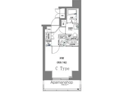 ディアレイシャスID横浜南(1K/3階)の間取り写真