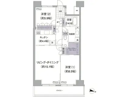 アビティ目黒(2LDK/5階)の間取り写真