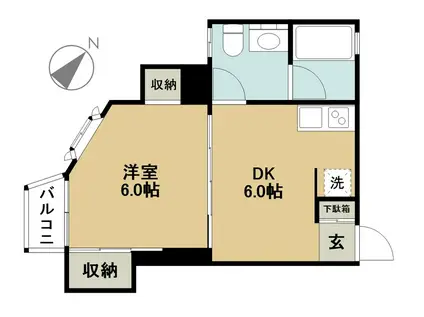 バーディーファイブ(1DK/3階)の間取り写真