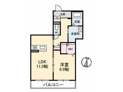 プレミアス(1LDK/2階)の間取り写真