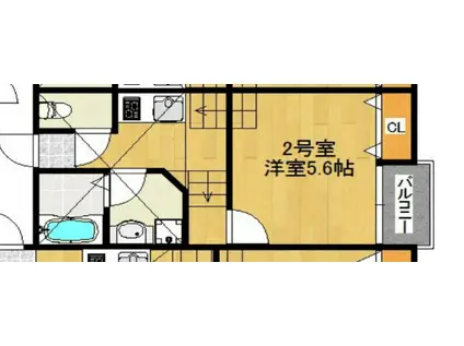 CREO PRENDRE箱崎駅前(1SK/2階)の間取り写真