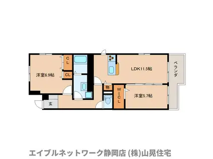 ユングフラウ(2LDK/3階)の間取り写真