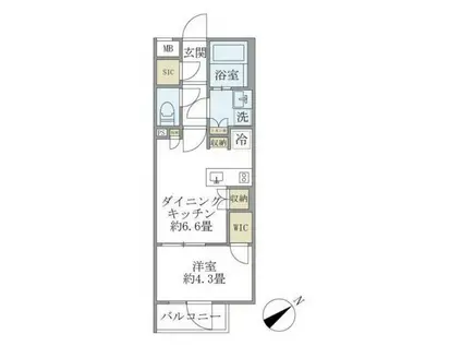 コンポジット早稲田鶴巻町(1DK/1階)の間取り写真