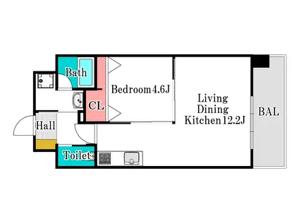 JRBハイツ岡山(1LDK/3階)の間取り写真