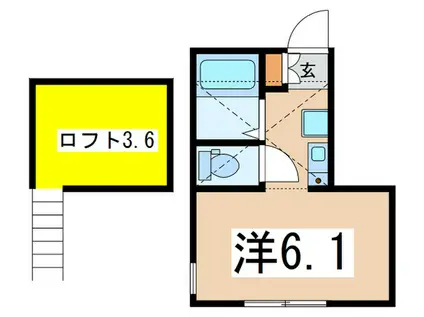 GAヒルズ矢部町(ワンルーム/2階)の間取り写真