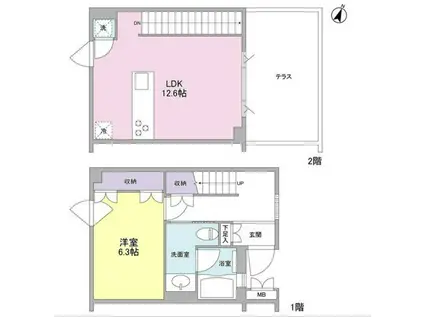 アルテ哲学堂(1LDK/1階)の間取り写真