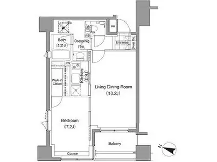 パークハビオ赤坂氷川町(1LDK/7階)の間取り写真