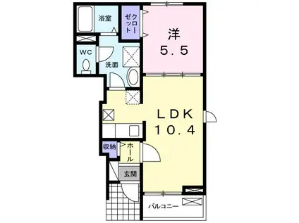 エーデルワイス(1LDK/1階)の間取り写真