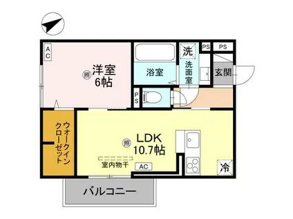 D-REGALO江守中(1LDK/3階)の間取り写真