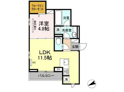 BAMBOO GRASS舟入(1LDK/2階)の間取り写真