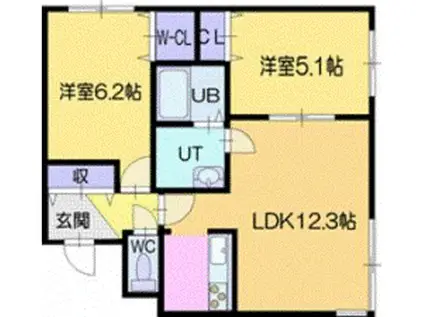 ラ・ヴィクトワール新札幌(2LDK/1階)の間取り写真