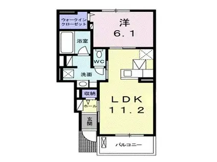 ブラットフィーアII(1LDK/1階)の間取り写真