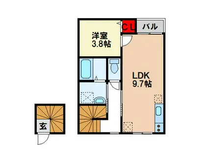 アールエル鳥栖(1LDK/2階)の間取り写真