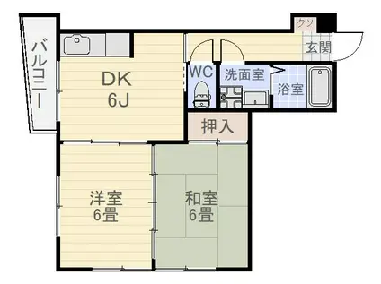 夏迫マンション(2DK/6階)の間取り写真