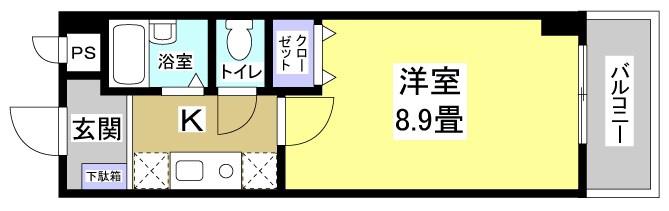 ホリホックイン八幡(1K/4階)の間取り写真