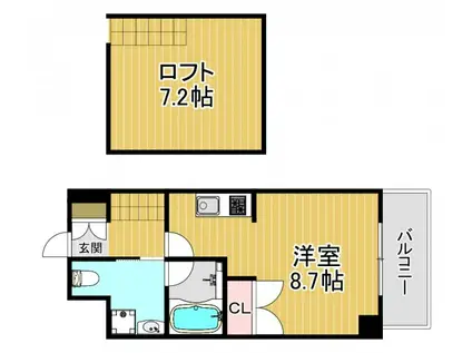 エスリード大阪シティーウエスト(ワンルーム/8階)の間取り写真