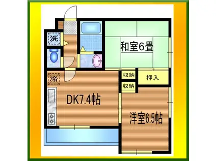 シエスタ(2DK/2階)の間取り写真