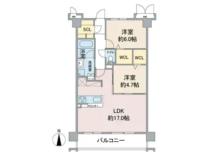 ウィステリアハウス(2LDK/1階)の間取り写真