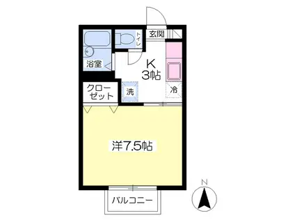 フリーアメニティ(1K/2階)の間取り写真