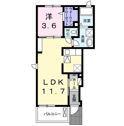 エル北町(1LDK/1階)の間取り写真