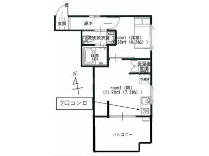 京成本線 京成西船駅 徒歩4分 2階建 築41年(1DK/2階)の間取り写真