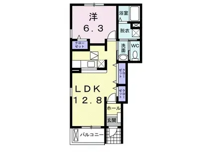 ヴィクトリアハウス-A(1LDK/1階)の間取り写真