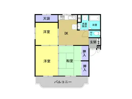 ファミール末吉(3DK/3階)の間取り写真