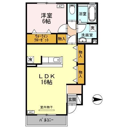グリーン ノエルB棟(1LDK/1階)の間取り写真