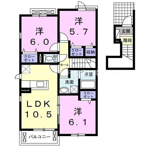 アリエッタ I(3LDK/2階)の間取り写真