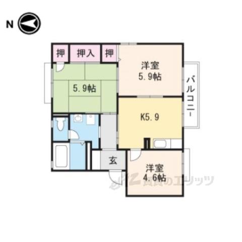 エクセレント桜ヶ丘E棟(3K/2階)の間取り写真