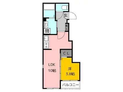 メゾンドわさび(1LDK/2階)の間取り写真