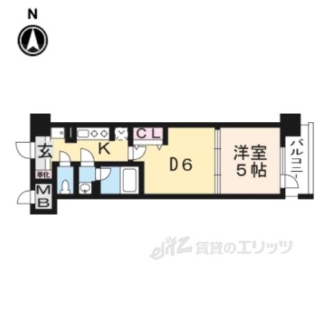ファーストフィオーレ京都西京極(1DK/6階)の間取り写真