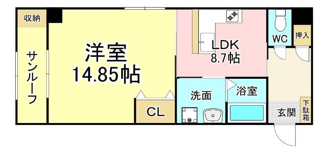 DAIMARU.BLD(1LDK/2階)の間取り写真