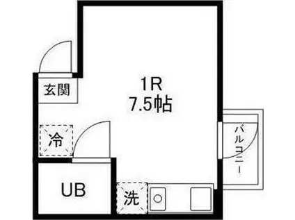 COLLINS(ワンルーム/4階)の間取り写真