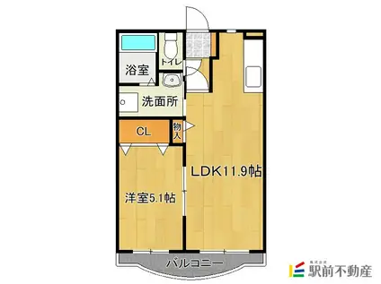 パークマンション山浦(1LDK/4階)の間取り写真