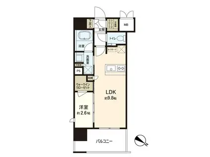 ミスモ天神(1LDK/6階)の間取り写真